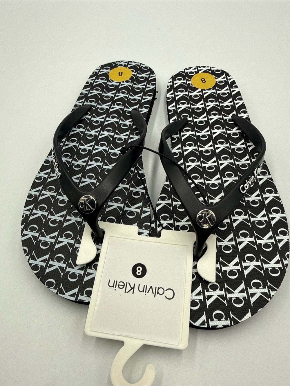 Calvin Klein Black & White Logo Kids Flip Flops